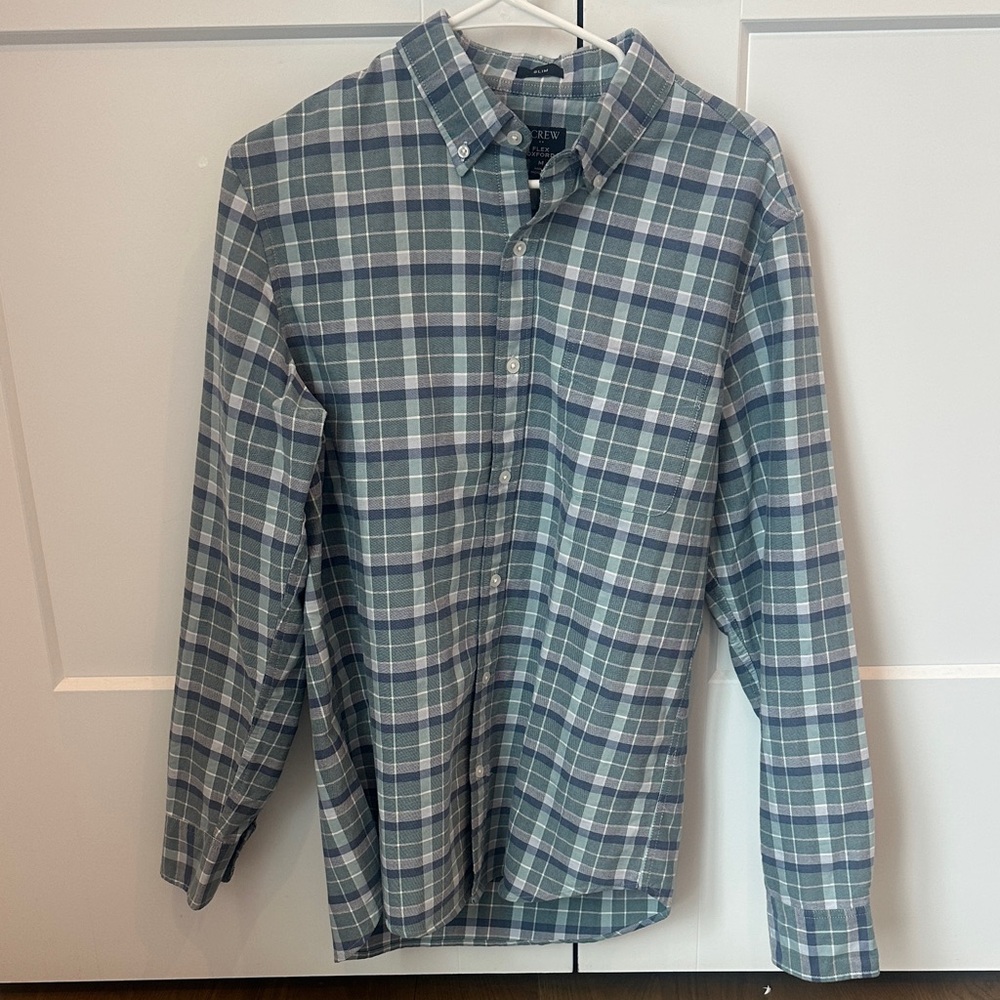 J. Crew Gray and White Plaid Button Down Shirt